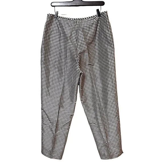 Evan-Picone Black & White Gingham Checkered Silk Pants Size 14 Womens High-Rise - Picture 2 of 7